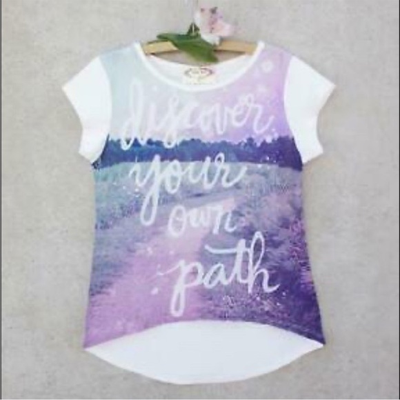 Joyfolie Lavender and White Short Sleeve Tee